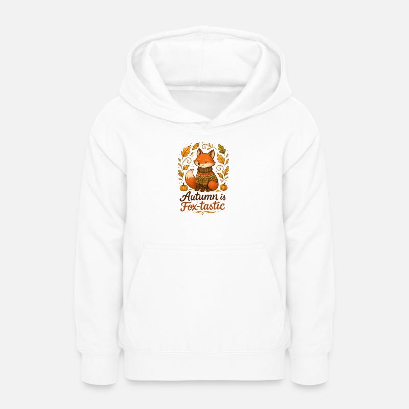 Renard automnal avec pull et citrouilles - Sweat à capuche Ado - blanc
