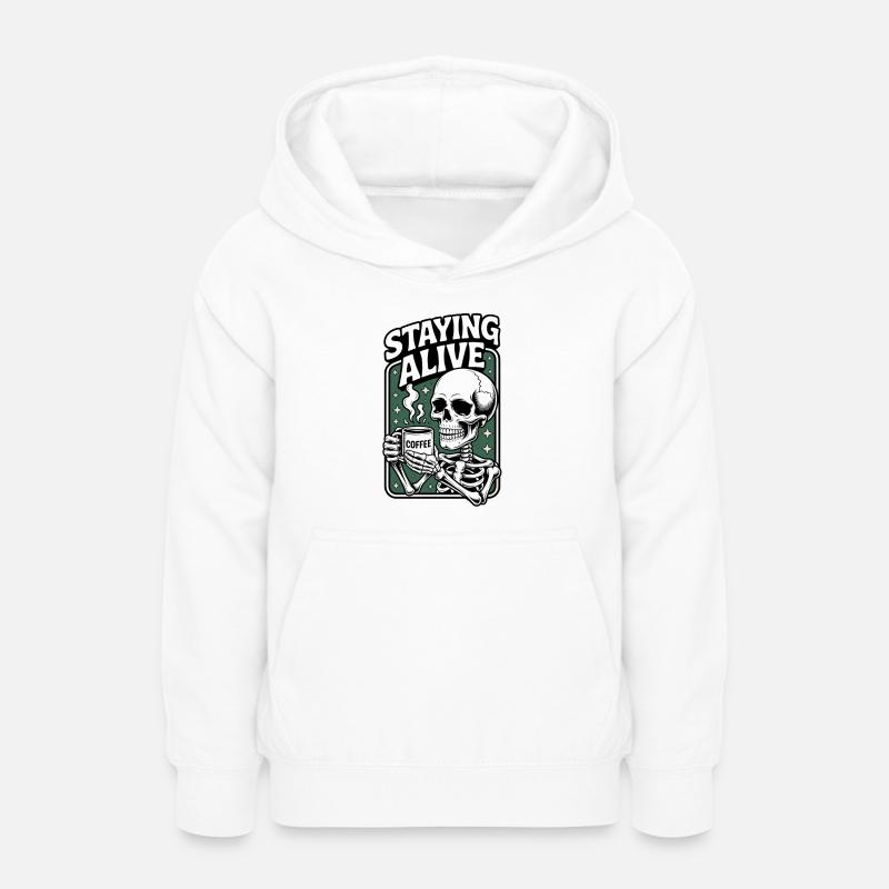 Squelette de caféine Reste éveillé - Sweat à capuche Ado - blanc