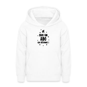 adolescent / enfant / ado / adolescente - Sweat à capuche Ado - blanc - Devant - AI Model Teenager Male dark (155cm)