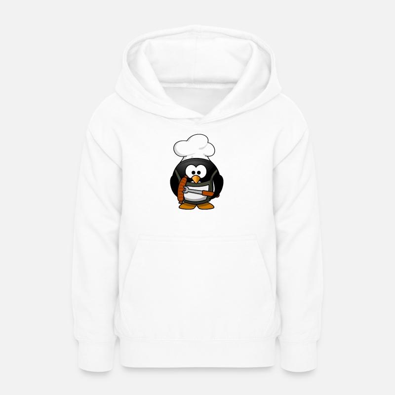 Cuisson du pingouin avec des saucisses grillées - Sweat à capuche Ado - blanc