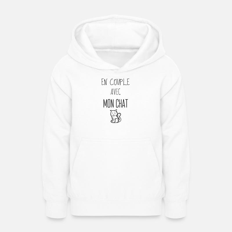 en couple avec mon chat - Sweat à capuche Ado - blanc