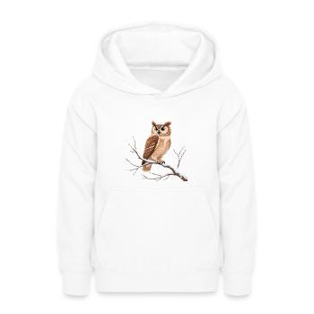 De mening van de winteruil op de tak van de sneeuw - Teenager hoodie - wit - Voor - AI Model Teenager Male dark (155cm)