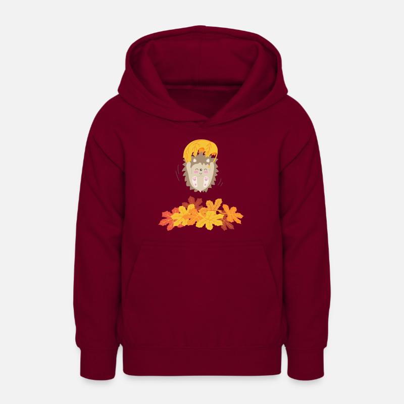 Hérisson tendre à feuilles - Sweat à capuche Ado - bordeaux