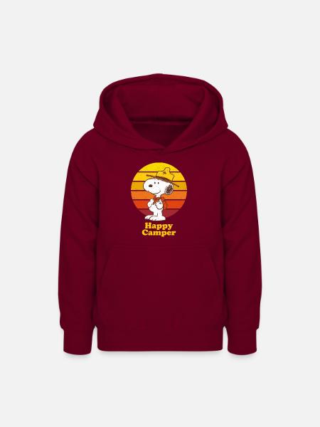 Peanuts Snoopy Happy Camper Camping - Teenager Hoodie - Bordeaux