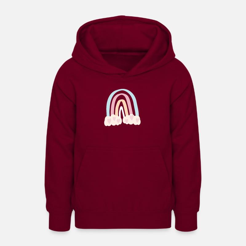 Arc-en-ciel avec des cœurs - Sweat à capuche Ado - bordeaux