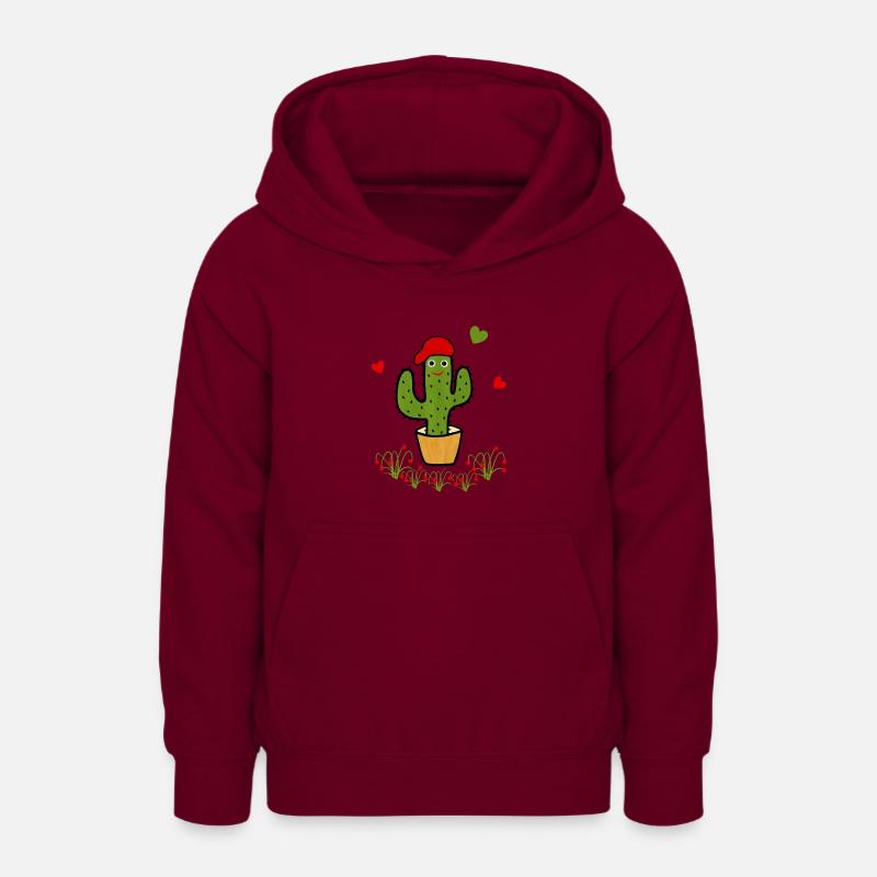 Cactus vert frais - Sweat à capuche Ado - bordeaux