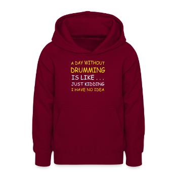 Ein Tag ohne Trommeln - Teenager Hoodie - Bordeaux - Vorne - AI Model Teenager Male light (155cm)