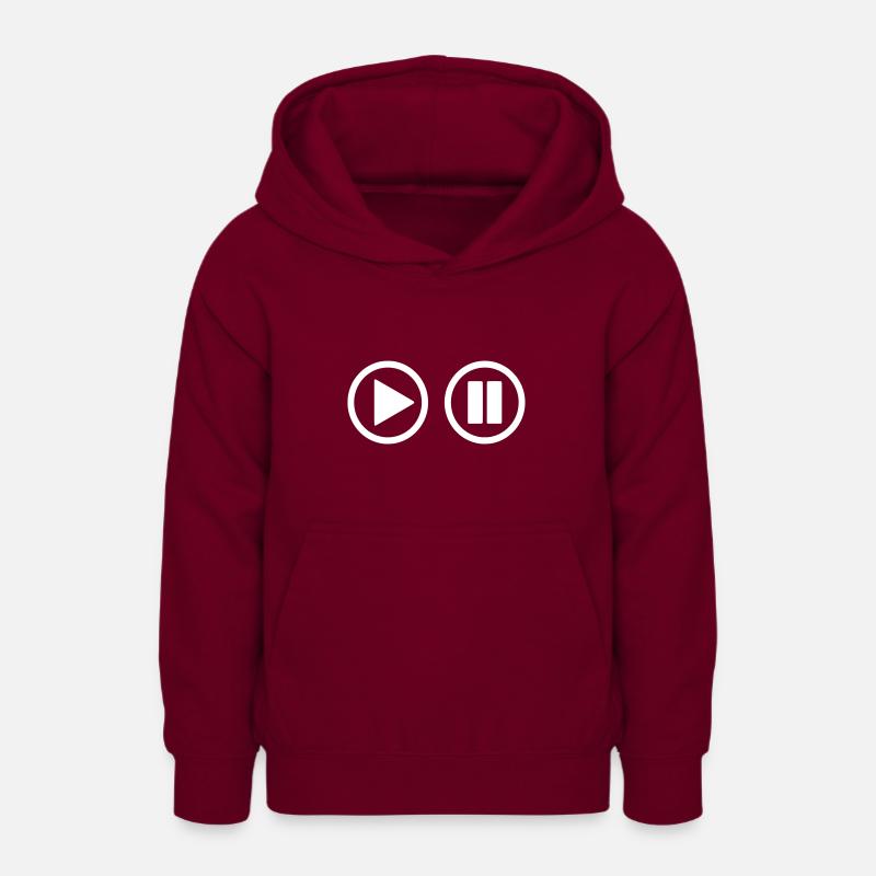 Bouton de pause de lecture - Rétro - Sweat à capuche Ado - bordeaux
