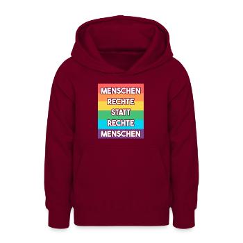 Menschenrechte statt rechte Menschen - Teenager Hoodie - Bordeaux - Vorne - AI Model Teenager Male light (155cm)