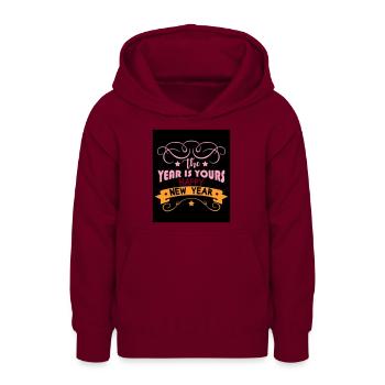 Nouvel An 9 - Sweat à capuche Ado - bordeaux - Devant - AI Model Teenager Male light (155cm)