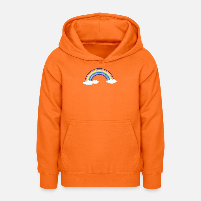 Arc-en-ciel vibrant sur les nuages - Sweat à capuche Ado - orange