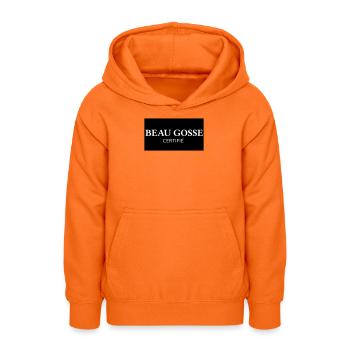Logo beau Gosse certifié - Sweat à capuche Ado - orange - Devant - AI Model Teenager Male dark (155cm)