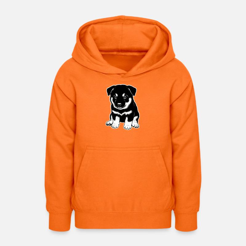Eurasier | Chiot noir | Chiot - Sweat à capuche Ado - orange