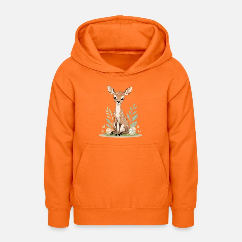 Faon au printemps avec des feuilles - Sweat à capuche Ado - orange