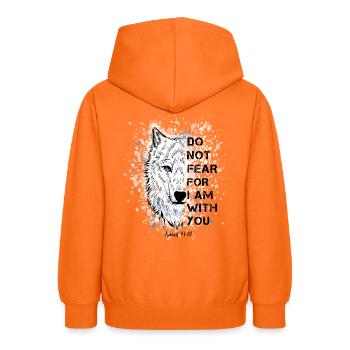 Religiöses Zitat Bibelvers - Teenager Hoodie - Orange - Hinten - AI Model Teenager Male dark (155cm)