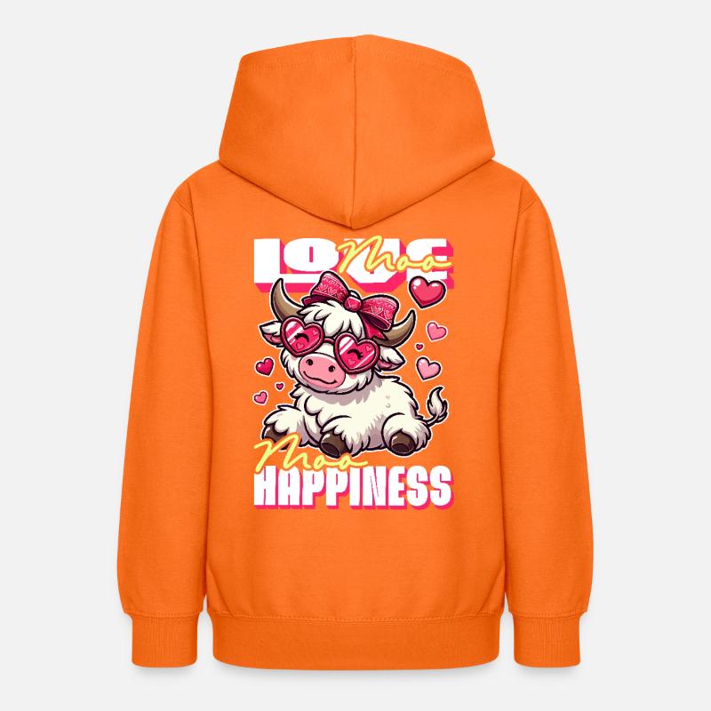 Moo Love, Moo Happiness - Conception de vache mignonne - Sweat à capuche Ado - orange