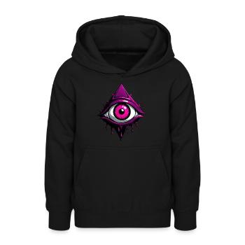 Occult All-Seeing Eye - CherryPunk Dark Magenta - Teen Hoodie - black - Front - AI Model Teenager Male light (155cm)