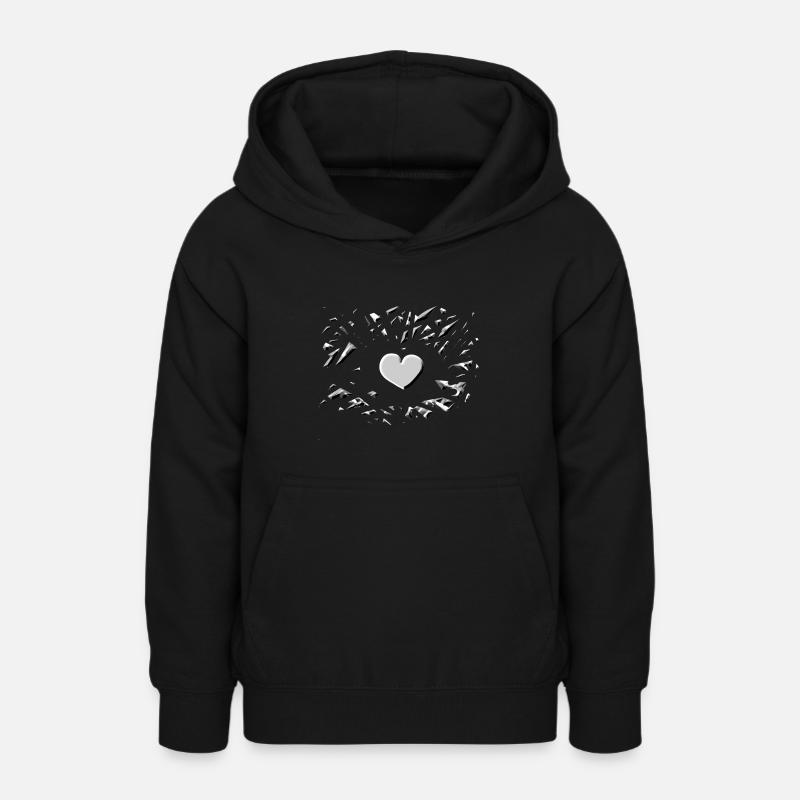 motif de cœur gris symbole d’amour éclats - Sweat à capuche Ado - noir