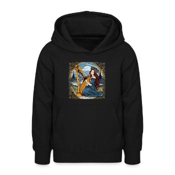 Femme sensuelle aux cheveux roux jouant de la harpe - Sweat à capuche Ado - noir - Devant - AI Model Teenager Male light (155cm)