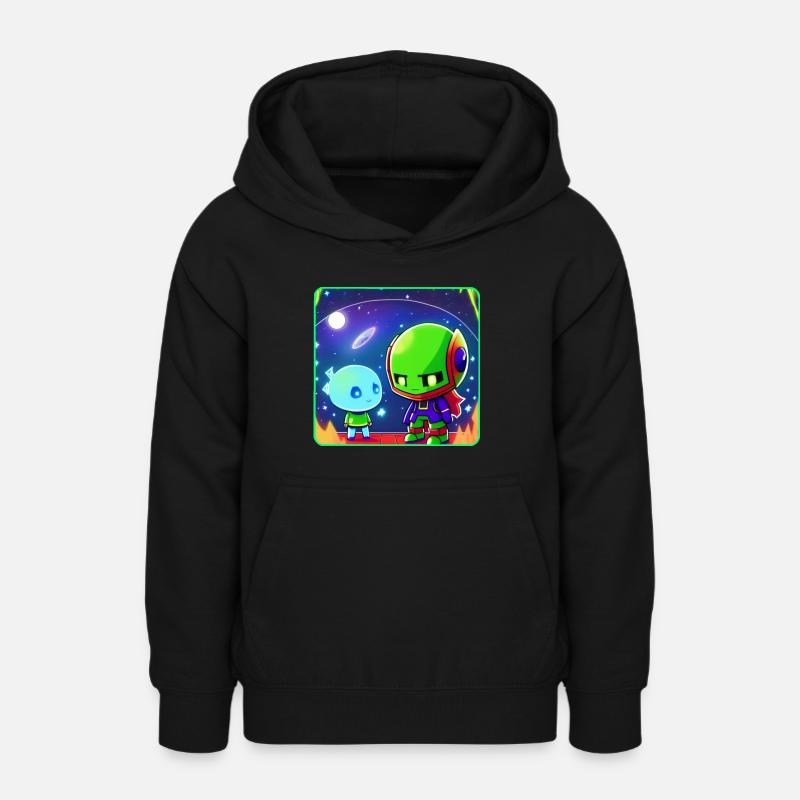 Extraterrestres mignons - Sweat à capuche Ado - noir