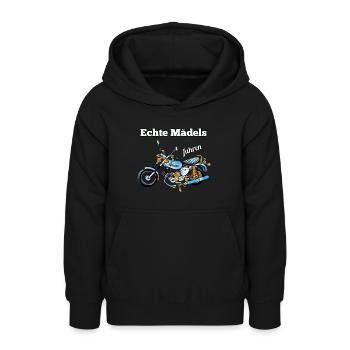 Echte Mädels fahren Simson Moped Nostalgie - Teenager Hoodie - Schwarz - Vorne - AI Model Teenager Male light (155cm)
