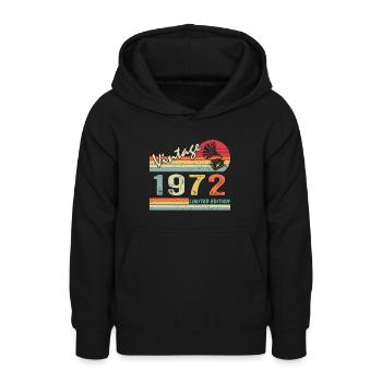 Gramophone vintage 50ème anniversaire 1972 50 ans - Sweat à capuche Ado - noir - Devant - AI Model Teenager Male light (155cm)