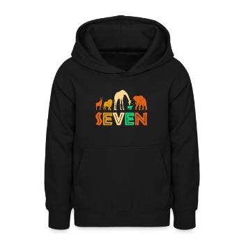 7th Birthday Jungle Animals Africa 7 years - Teen Hoodie - black - Front - AI Model Teenager Male light (155cm)