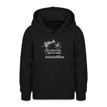 Glück - Teenager Hoodie - Schwarz - Vorne - AI Model Teenager Male light (155cm)