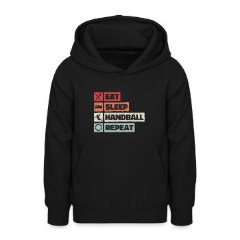 Eat Sleep Handball Repeat retro vintage teamsport - Teenager Hoodie - Schwarz - Vorne - AI Model Teenager Male light (155cm)
