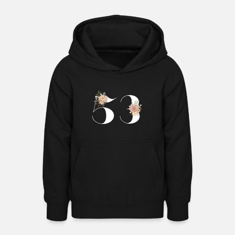 53e anniversaire fleuris (Cadeau de 53 ans) - Sweat à capuche Ado - noir