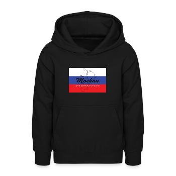 Moskau - Hauptstadt mit GPS & Flagge - Teenager Hoodie - Schwarz - Vorne - AI Model Teenager Male light (155cm)