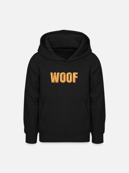 Woof abgeschrägtes Textdesign - Teenager Hoodie - Schwarz