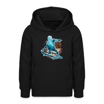 Junges Skateboard - Teenager Hoodie - Schwarz - Vorne - AI Model Teenager Male light (155cm)