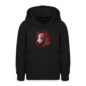 Bull terrier - Sweat à capuche Ado - noir - Devant - AI Model Teenager Male light (155cm)