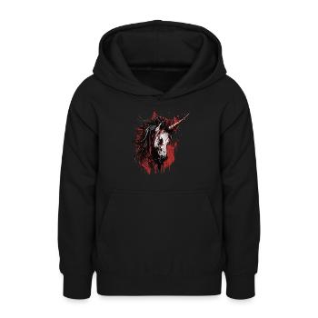 Licorne effrayante - Sweat à capuche Ado - noir - Devant - AI Model Teenager Male light (155cm)