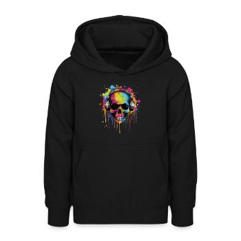 Zombie Skull Disc Jockey - Teen Hoodie - black - Front - AI Model Teenager Male light (155cm)
