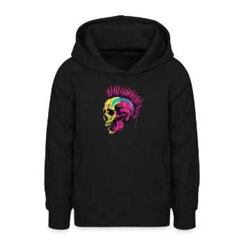 Horreur Punk Zombie Mohawk - Sweat à capuche Ado - noir - Devant - AI Model Teenager Male light (155cm)