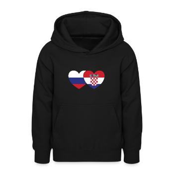 Russia Croatia Flag Heart - Teen Hoodie - black - Front - AI Model Teenager Male light (155cm)