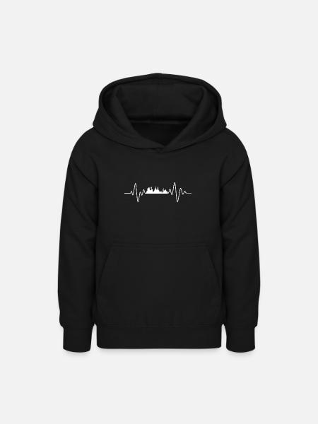 Köln Herzschlag Skyline Köln - Teenager Hoodie - Schwarz