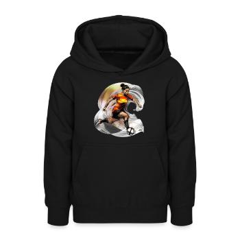Fußballspielerin - dynamische Grafik für Frauen - Teenager Hoodie - Schwarz - Vorne - AI Model Teenager Male light (155cm)