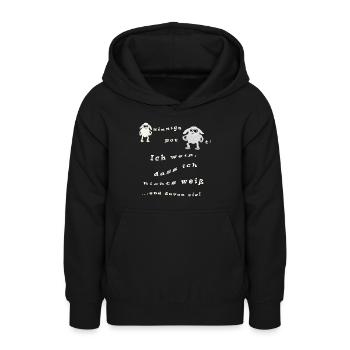 Ich weiß dass ich nichts weiß ...und davon viel - Teenager Hoodie - Schwarz - Vorne - AI Model Teenager Male light (155cm)