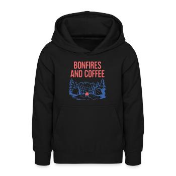 Feux de joie et café Camping Amateur de café Camper - Sweat à capuche Ado - noir - Devant - AI Model Teenager Male light (155cm)