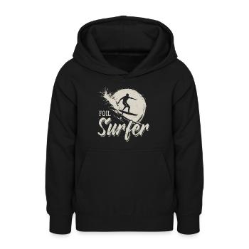 Foil Surfer - Welle - Surfer - Geschenk - Teenager Hoodie - Schwarz - Vorne - AI Model Teenager Male light (155cm)