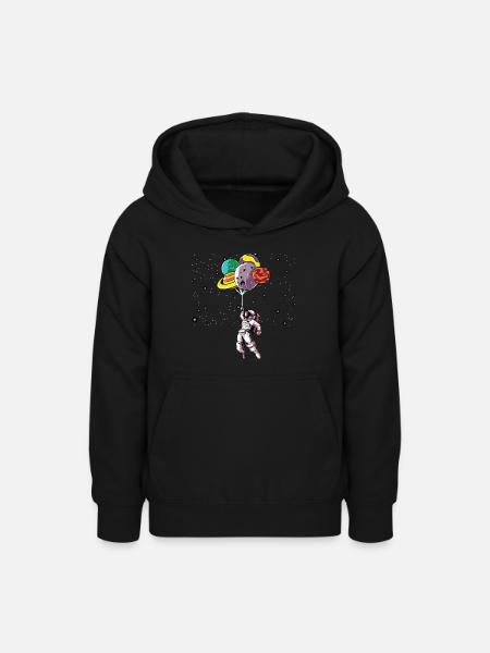Astronaut mit Luftballons - Teenager Hoodie - Schwarz