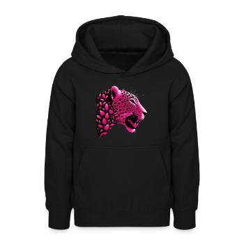 Léopard - Sweat à capuche Ado - noir - Devant - AI Model Teenager Male light (155cm)