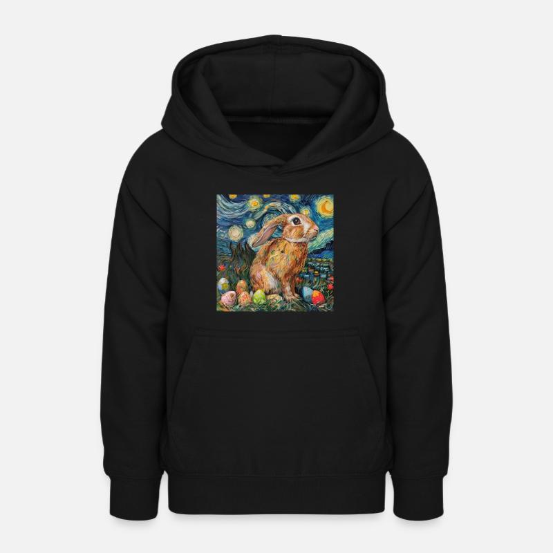 lapin de Pâques, Pâques, lapin, joyeuses Pâques, oeufs de Pâques - Sweat à capuche Ado - noir