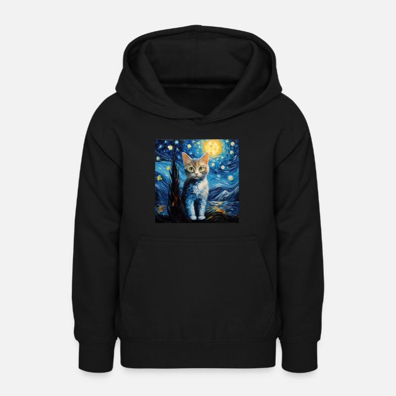 Chat, Motif De Chat - Sweat à capuche Ado - noir