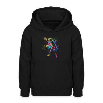 Buntes Tennis Tennisspielerin - Teenager Hoodie - Schwarz - Vorne - AI Model Teenager Male light (155cm)