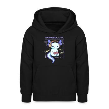 Gamesolotl Word Pun Design für Axolotl-Liebhaber - Teenager Hoodie - Schwarz - Vorne - AI Model Teenager Male light (155cm)