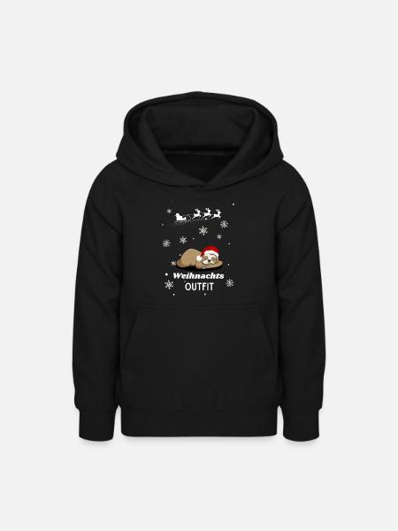 Weihnachts OUTFIT Faultier - Teenager Hoodie - Schwarz
